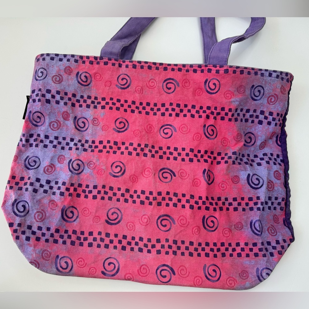 Laurel Burch Cat Tote large handbag pink purple beaded water resistant lined - Picture 6 of 11